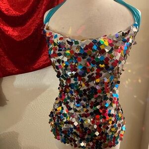 Multicolor Sequin Crop Top